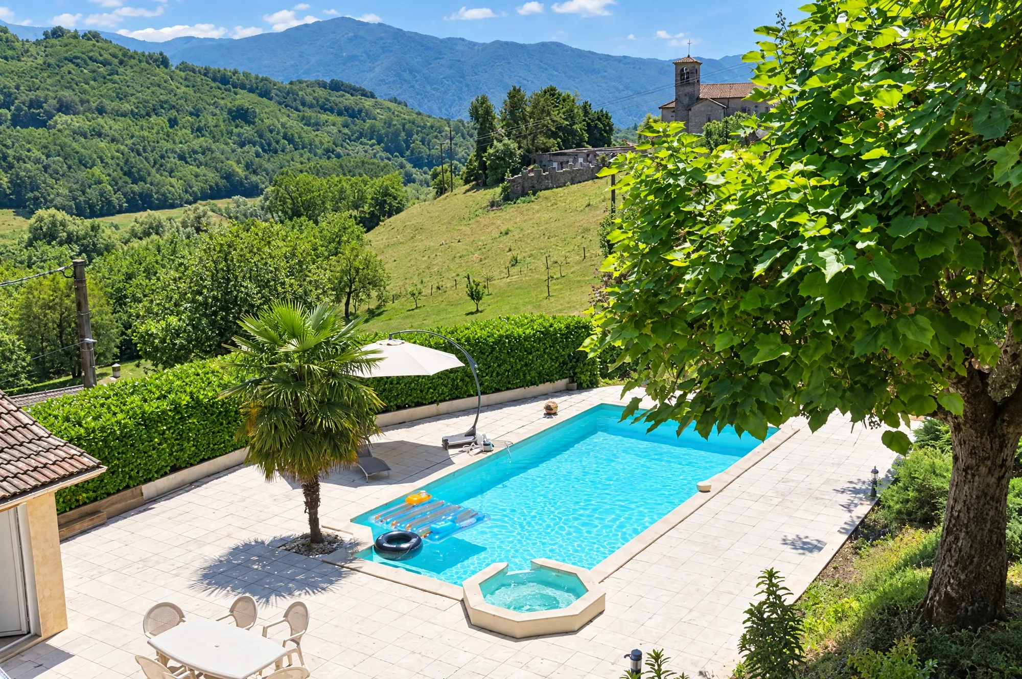 The gîte’s pool in summer