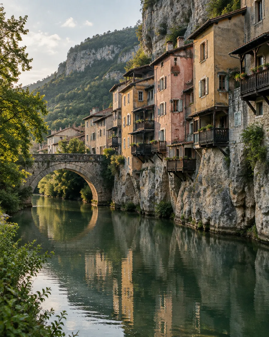 Les maisons suspendues de Pont-en-Royans au-dessus de la Bourne